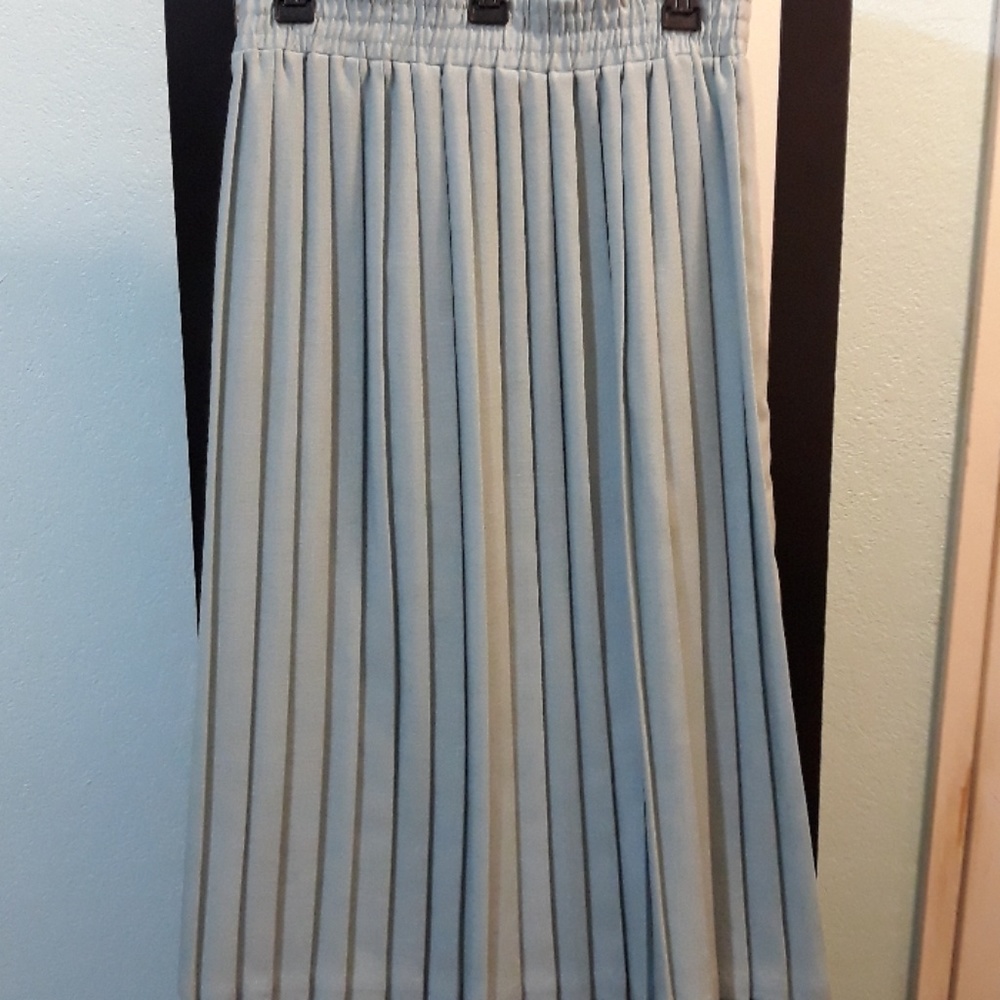 A light blue green pleated skirt